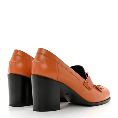 Hermes Calfskin Womens Elysee 70 Moccasin Loafer Pumps 38 Natural 4 of 8