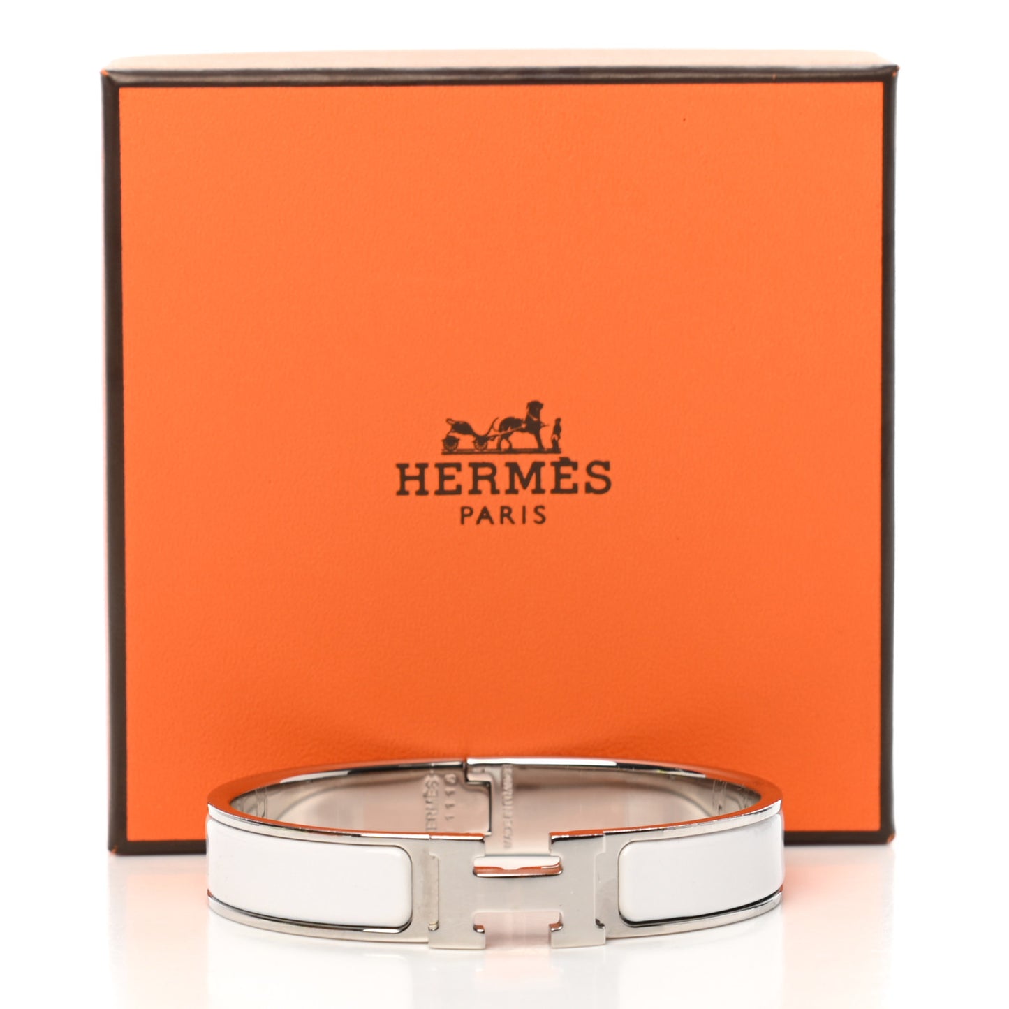 Enamel Narrow Clic Clac H Bracelet GM White