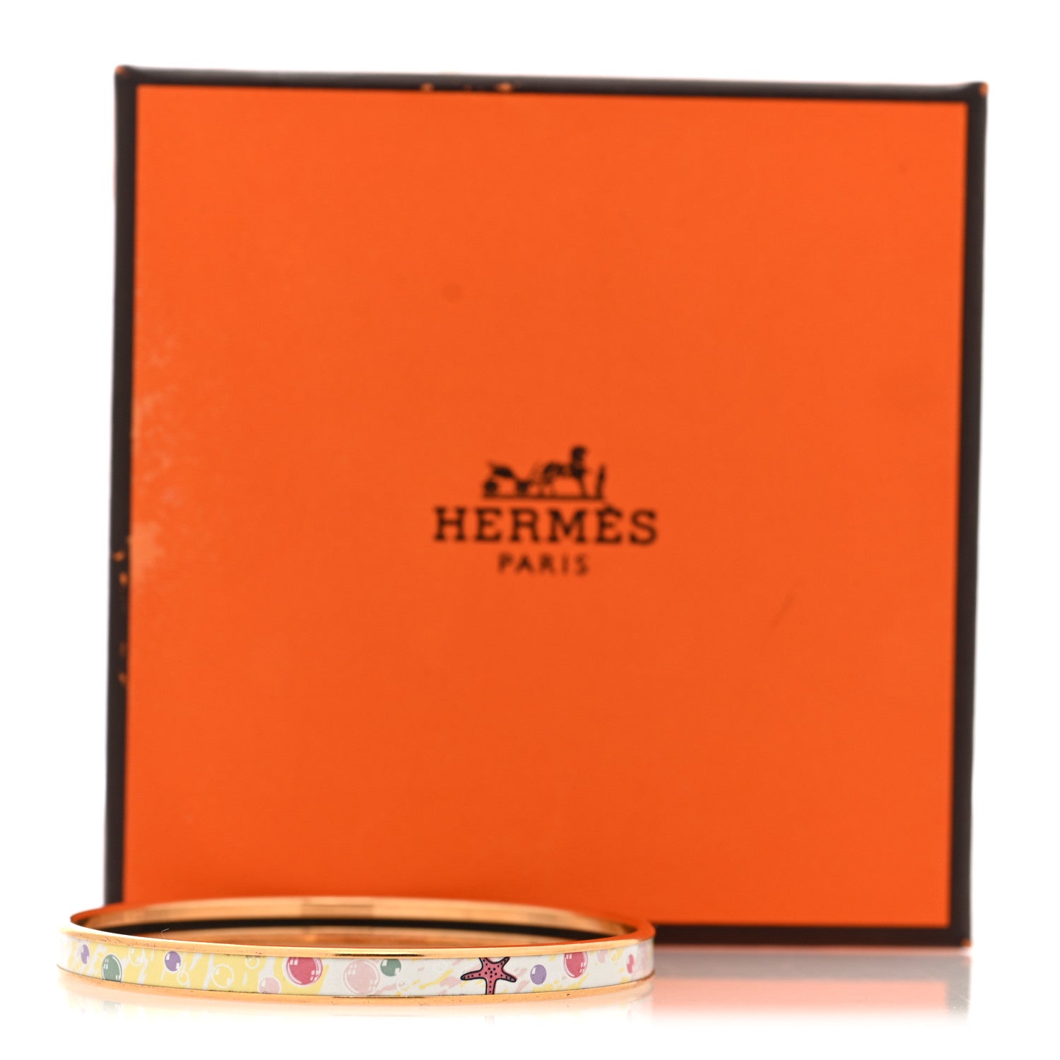 Hermes Enamel Printed Flagship Extra Narrow Bracelet 65 White 5 of 5