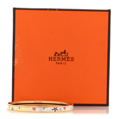Hermes Enamel Printed Flagship Extra Narrow Bracelet 65 White 5 of 5