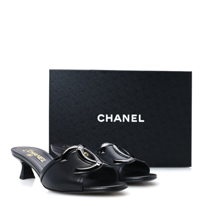 Chanel Lambskin CC Cutout Mules 38 Black 10 of 10