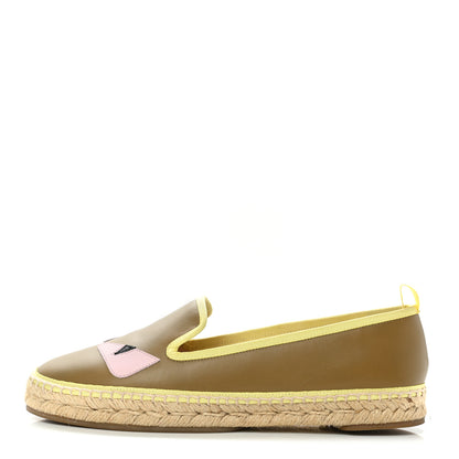 Fendi Calfskin Monster Eyes Espadrille Moccasins 37 Camaleonte Cotton Candy Black Paglia 1 of 8