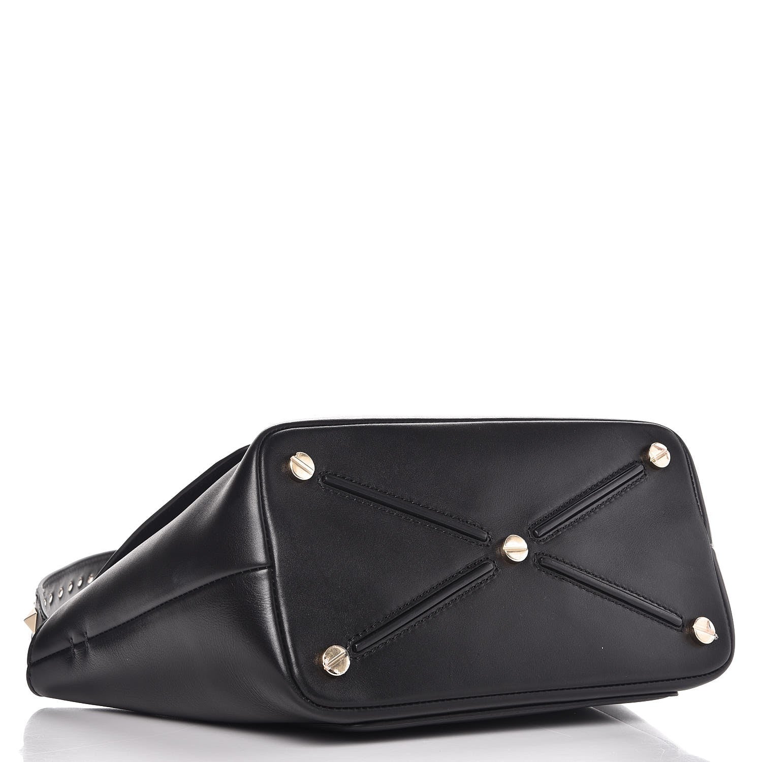 Valentino Garavani Calfskin Small Rockstud Demilune Double Handle Satchel Black 5 of 10