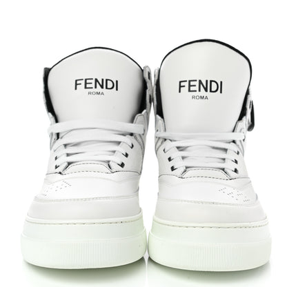 Fendi Vitello Nylon Logo Mens High Top Sneakers 8 Ultra White Black 2 of 9