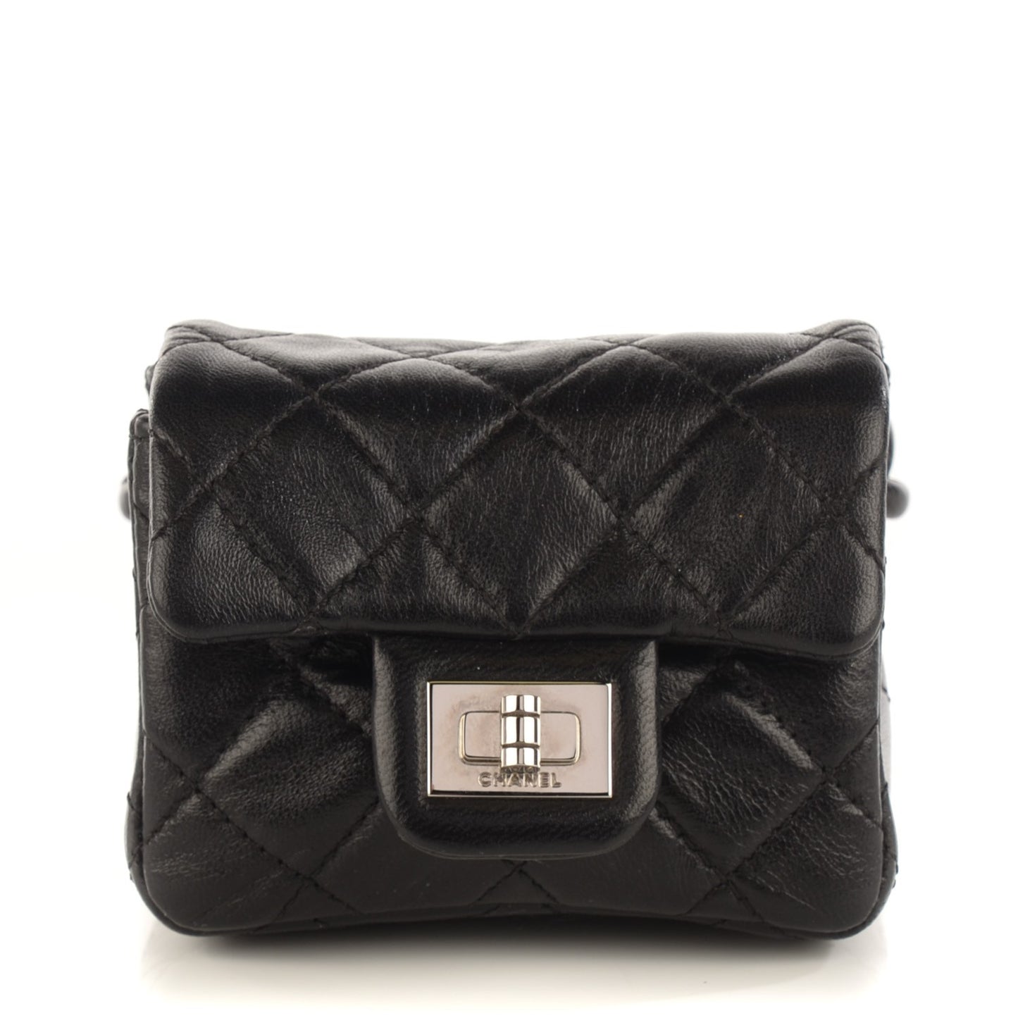 Calfskin Quilted 2.55 Ankle Wrist Bag Black