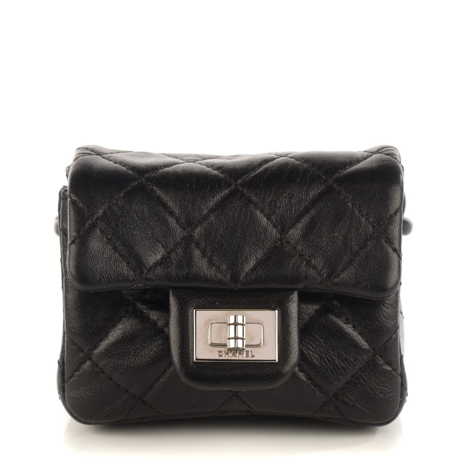 Chanel Calfskin Quilted 2.55 Ankle Wrist Bag Black 1 of 7