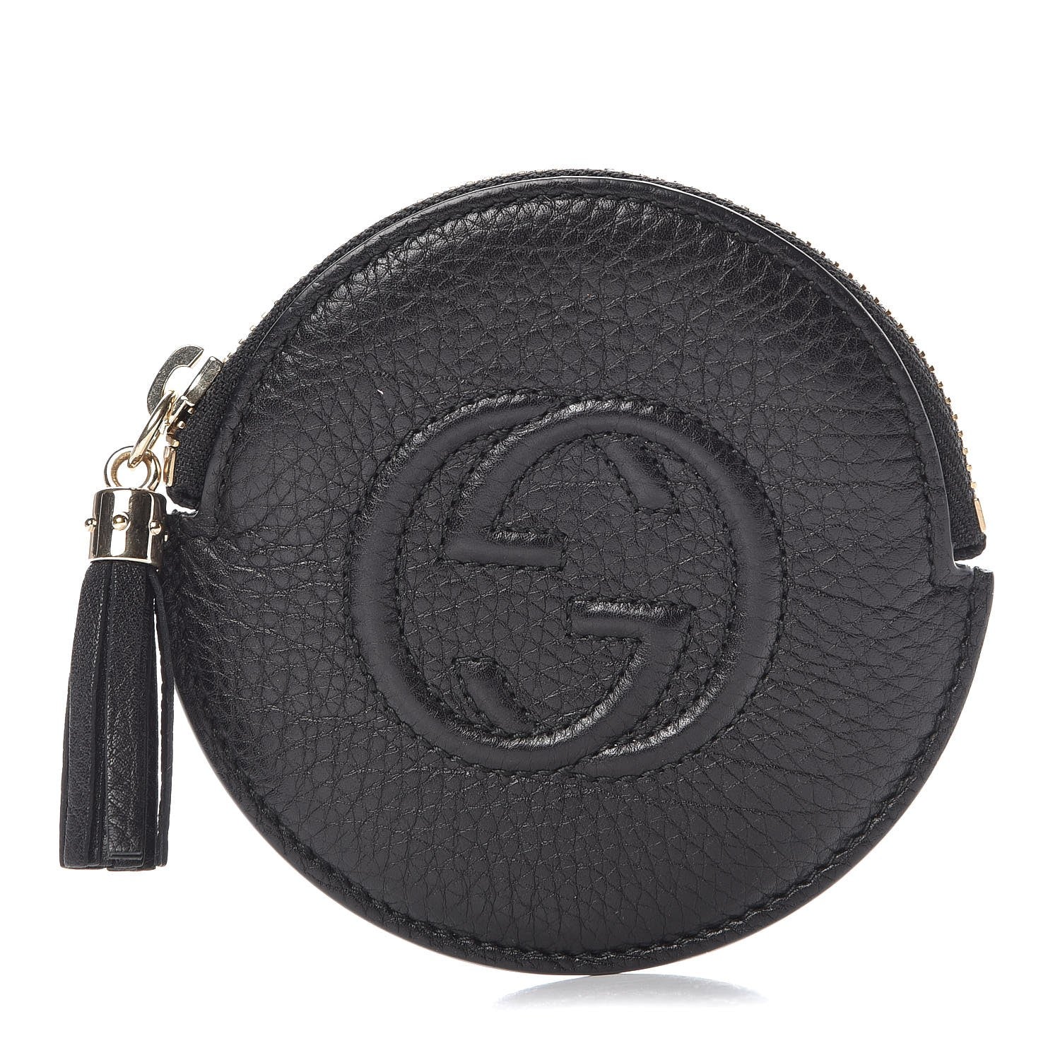 Gucci Pebbled Calfskin Round Coin Purse Black 1 of 7