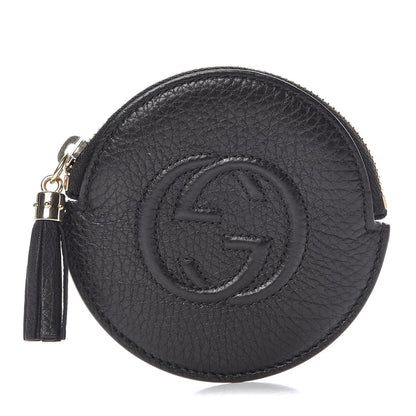 Gucci Pebbled Calfskin Round Coin Purse Black 1 of 7