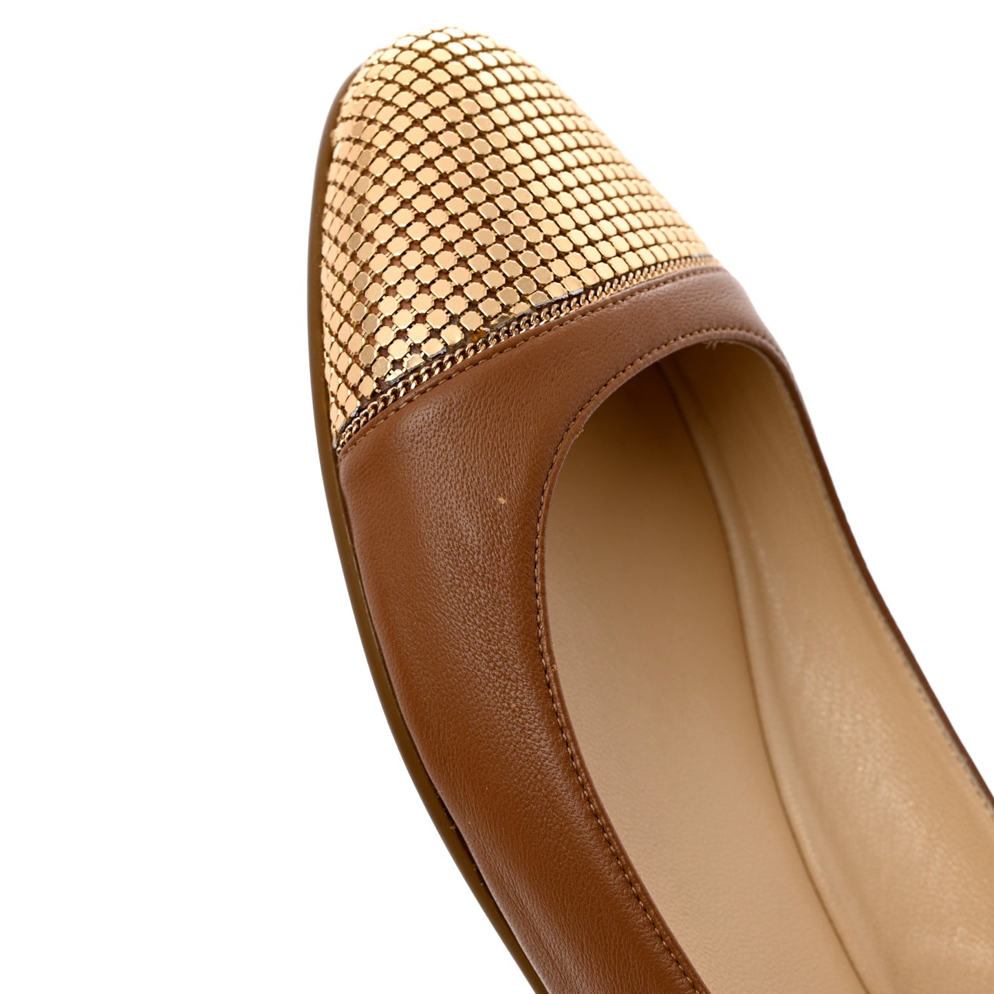 Nappa Metal Mesh Waine Ballet Flats 38 Canyon Gold