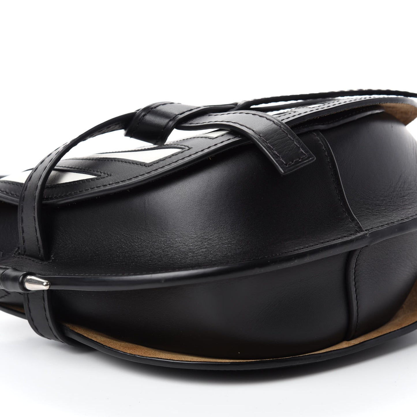 Calfskin Small Gate Crossbody Bag Black White