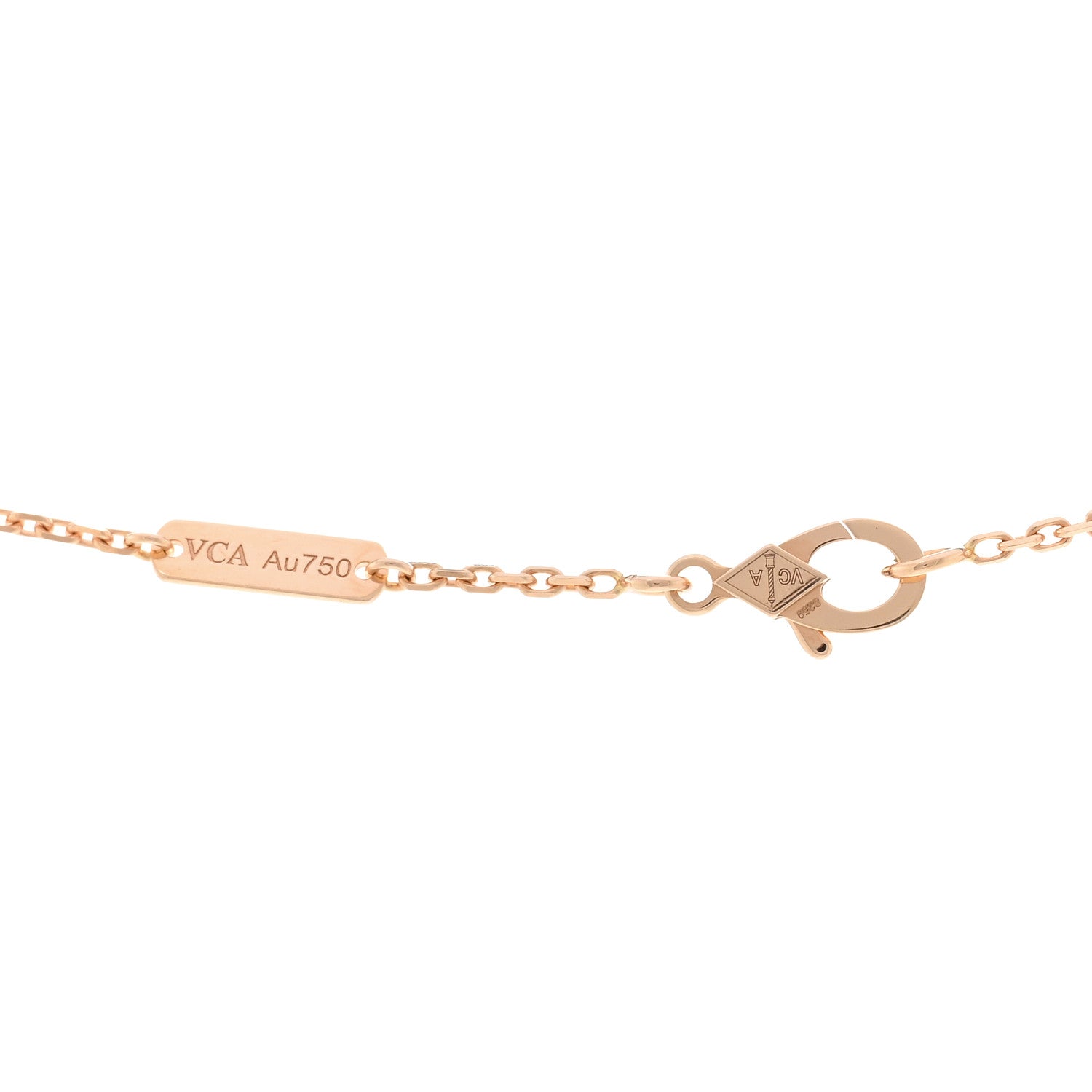 Van Cleef & Arpels 18K Rose Gold Diamond Silver Obsidian Vintage Alhambra Pendant Necklace 4 of 5
