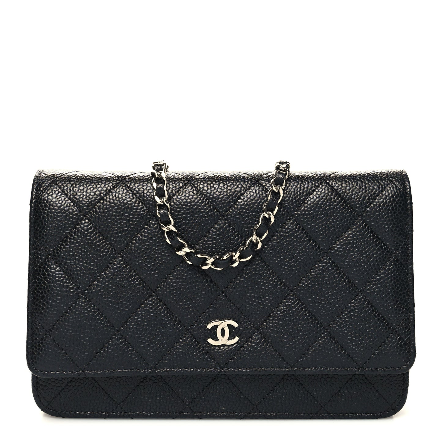 Caviar Quilted Wallet on Chain WOC Black
