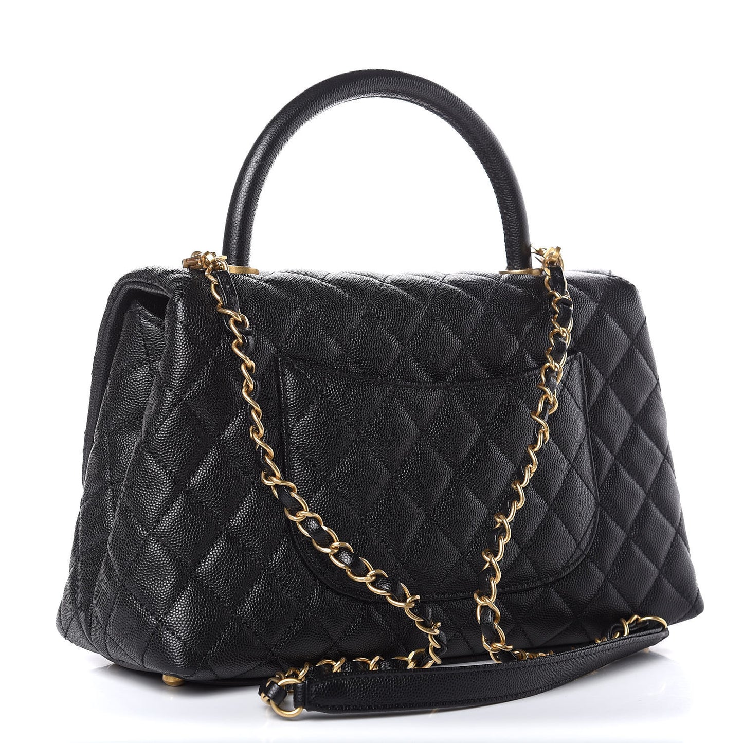 Caviar Quilted Small Coco Handle Flap Black