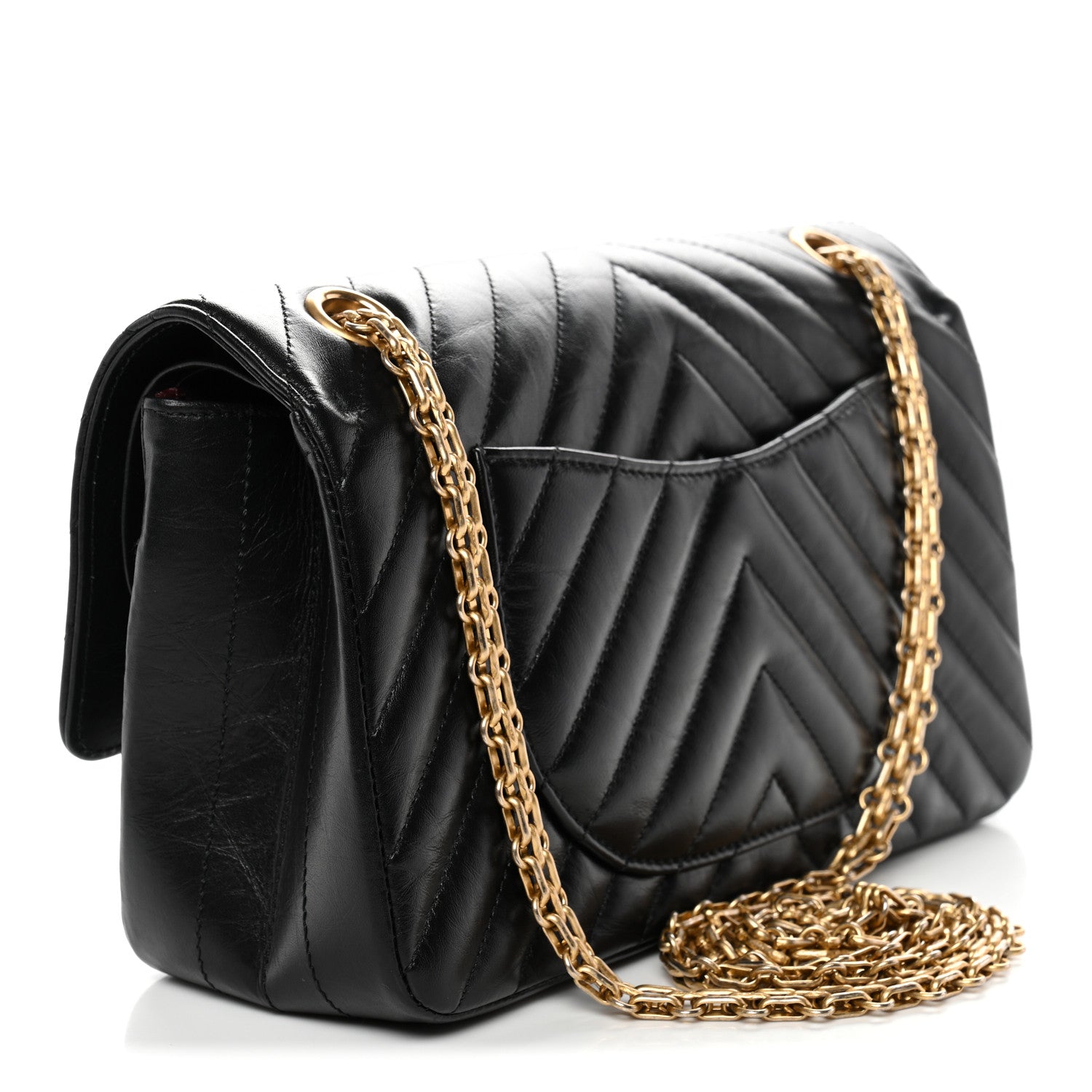 Chanel Aged Calfskin Chevron Quilted 2.55 Reissue 225 Flap Black 3 of 9
