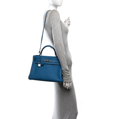 Hermes Togo Kelly Retourne 32 Bleu Izmir 2 of 12