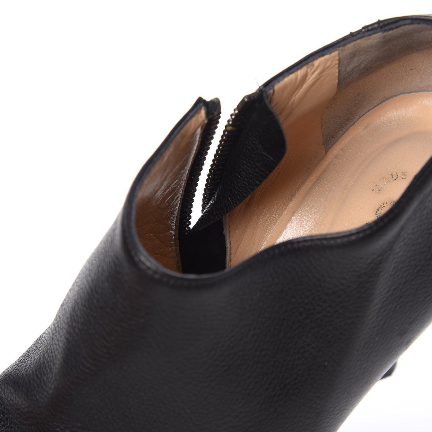 Calfskin Pointed Toe CC Short Boots 37 Black