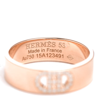 Hermes 18K Rose Gold Diamond PM H D'Ancre Ring 53 6.5 4 of 4