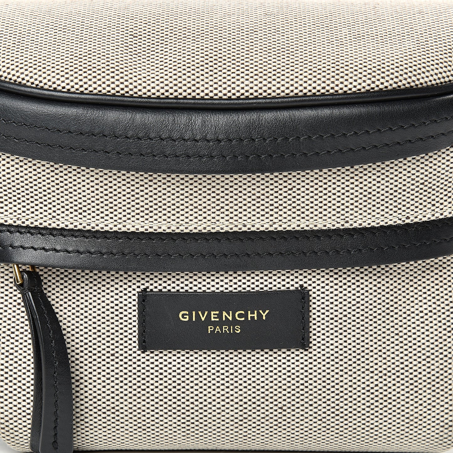 Calfskin Canvas Whip Belt Bag Black