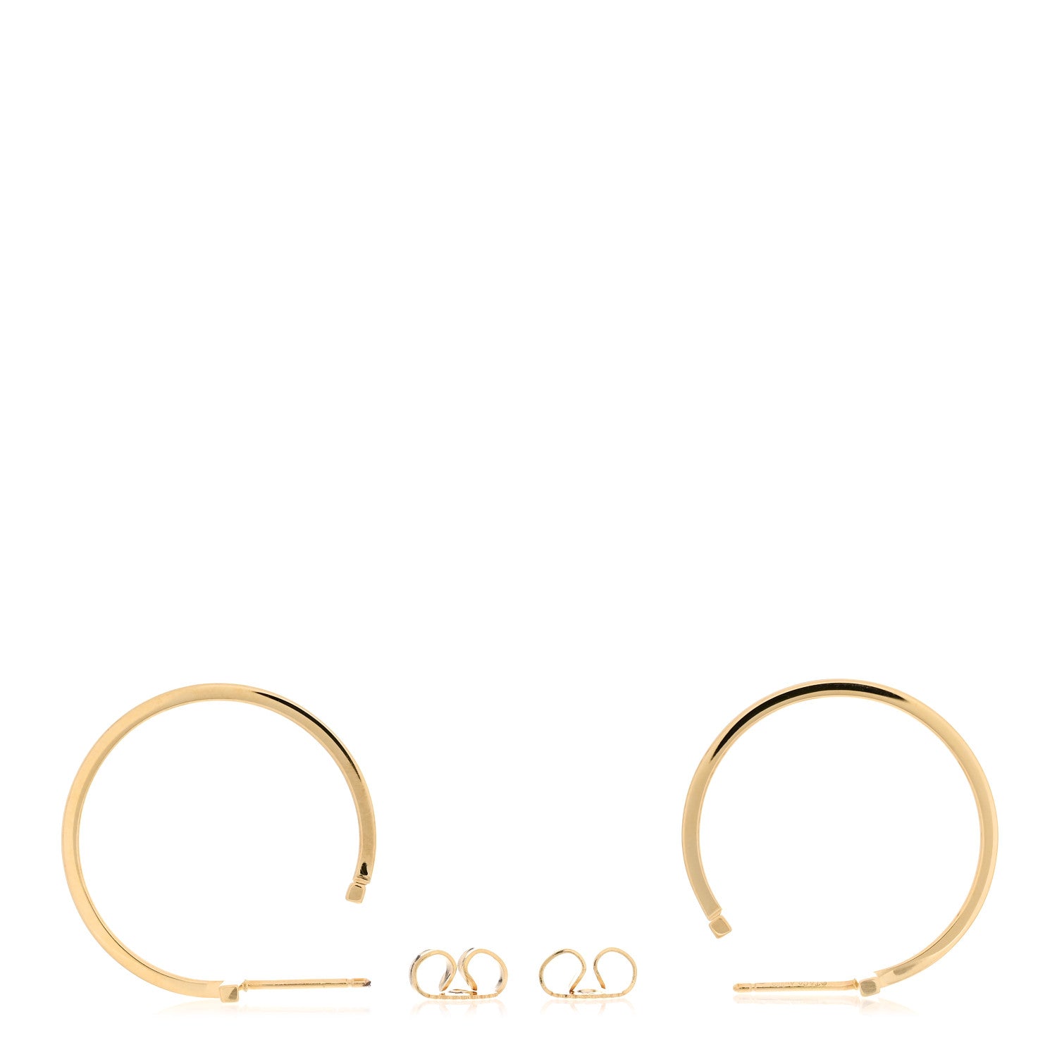 Tiffany 18K Yellow Gold Medium T Wire Hoop Earrings 3 of 5