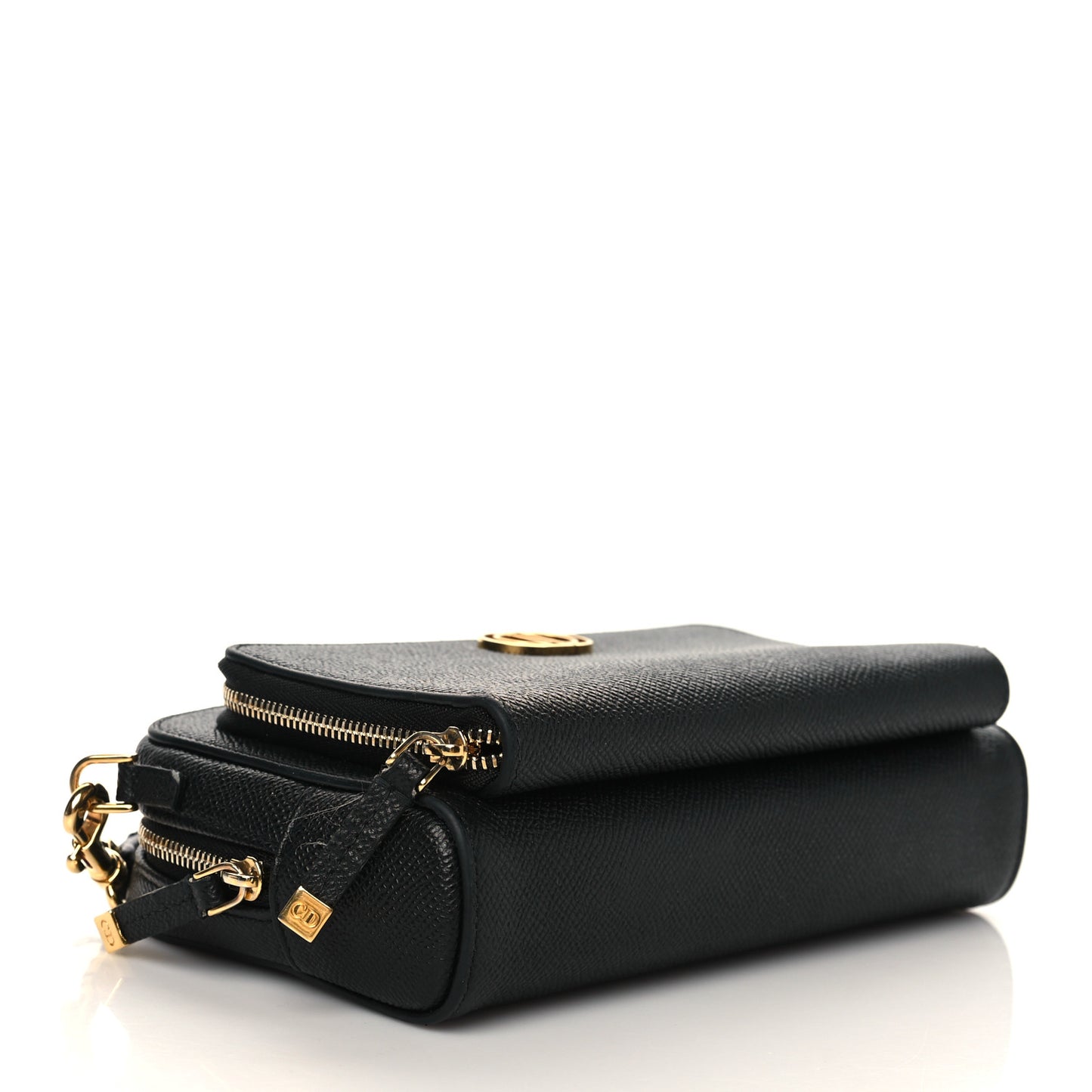 Grained Calfskin Caro Double Pouch Black