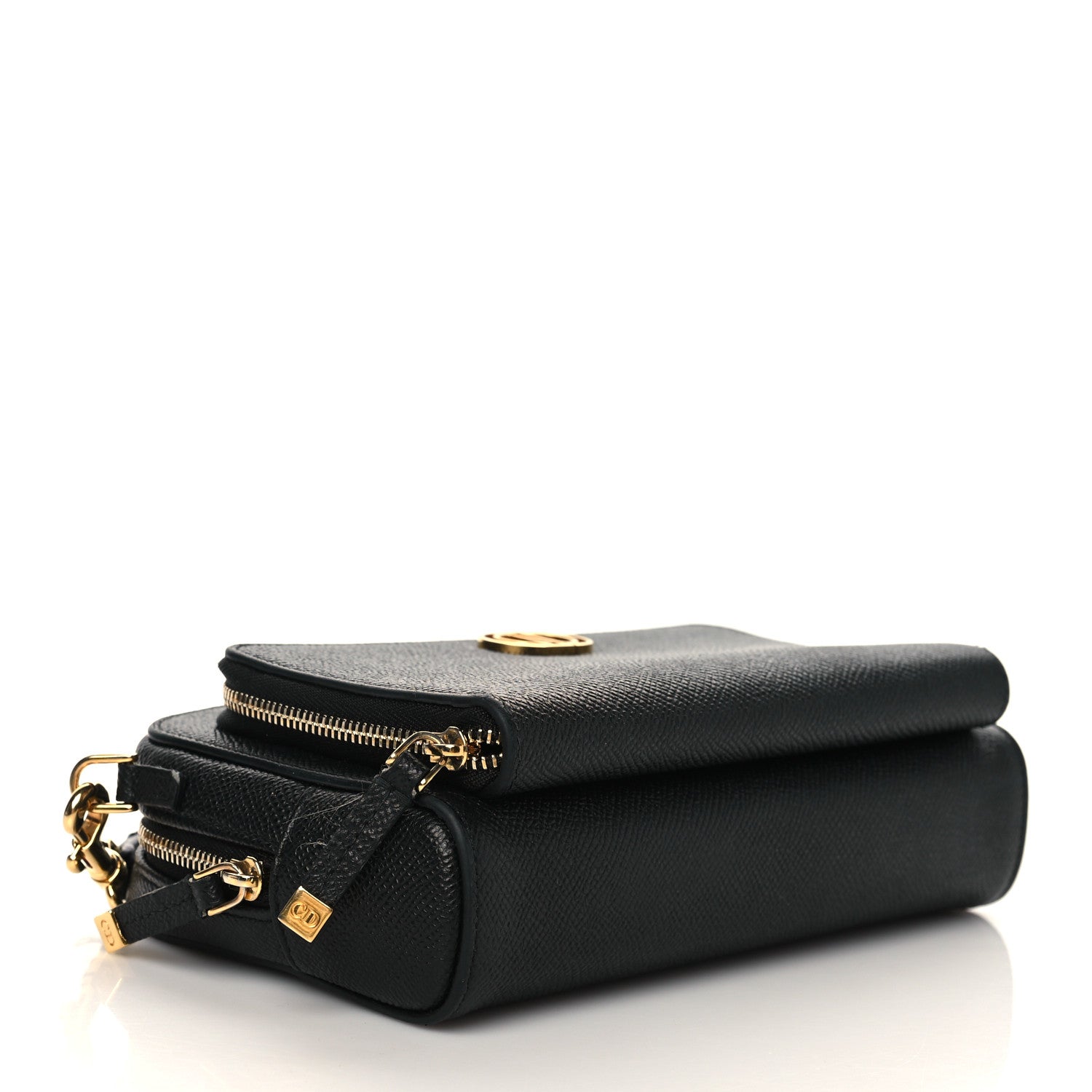 Christian Dior Grained Calfskin Caro Double Pouch Black 3 of 6