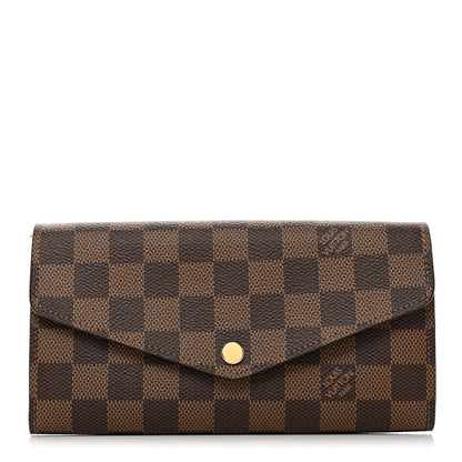 Louis Vuitton Damier Ebene Sarah Wallet NM Rose Ballerine 1 of 7