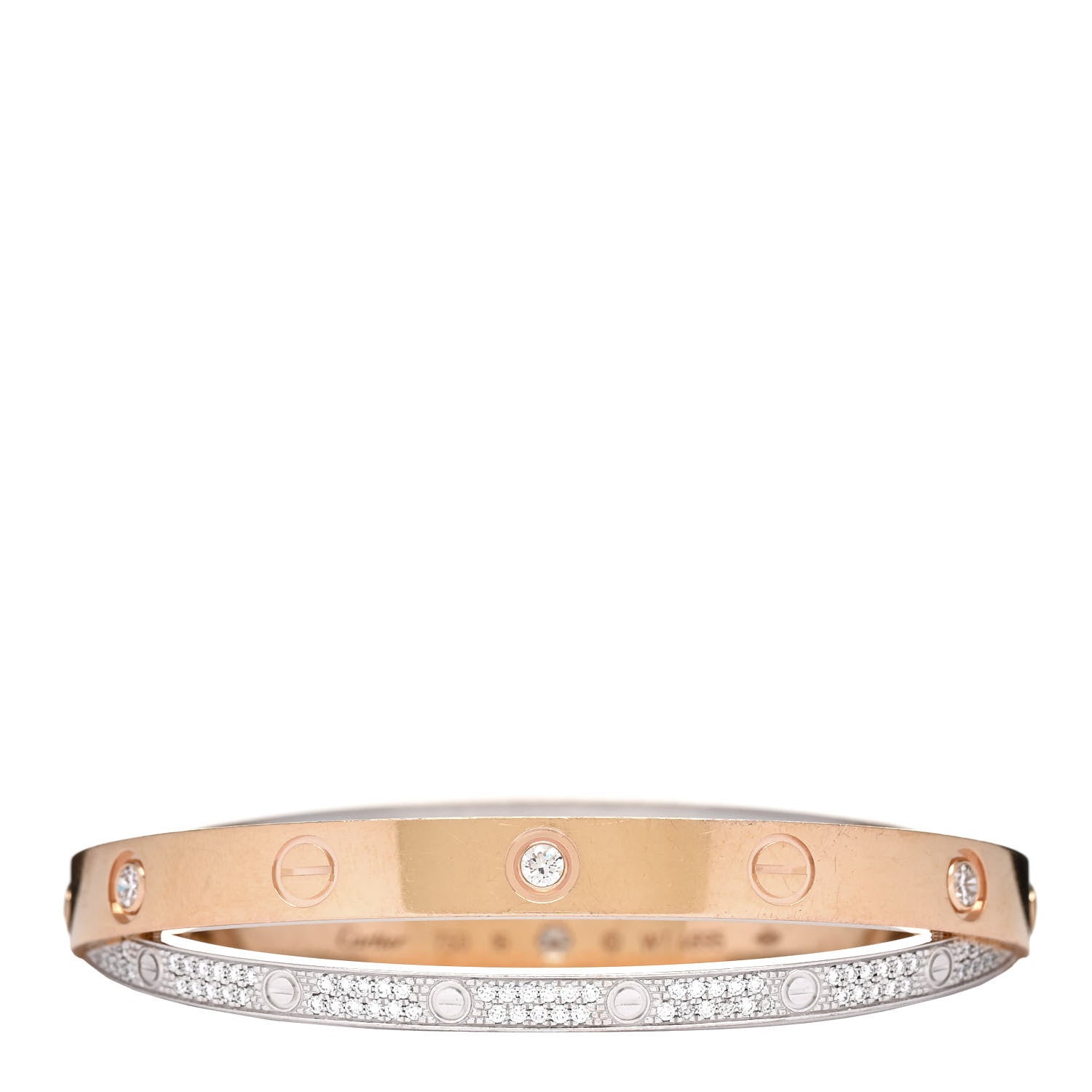 Cartier 18K Pink White Gold Diamond Double LOVE Paved Bracelet 16 1 of 4