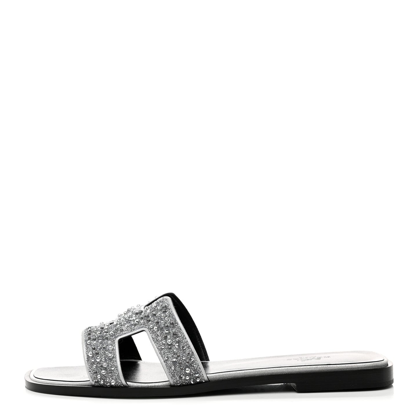 Velvet Goatskin Crystal Beads Oran Sandals 38.5 Gris Argente