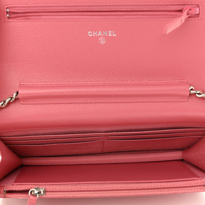 Chanel Caviar Chevron Quilted Wallet On Chain WOC Pink 4 of 11