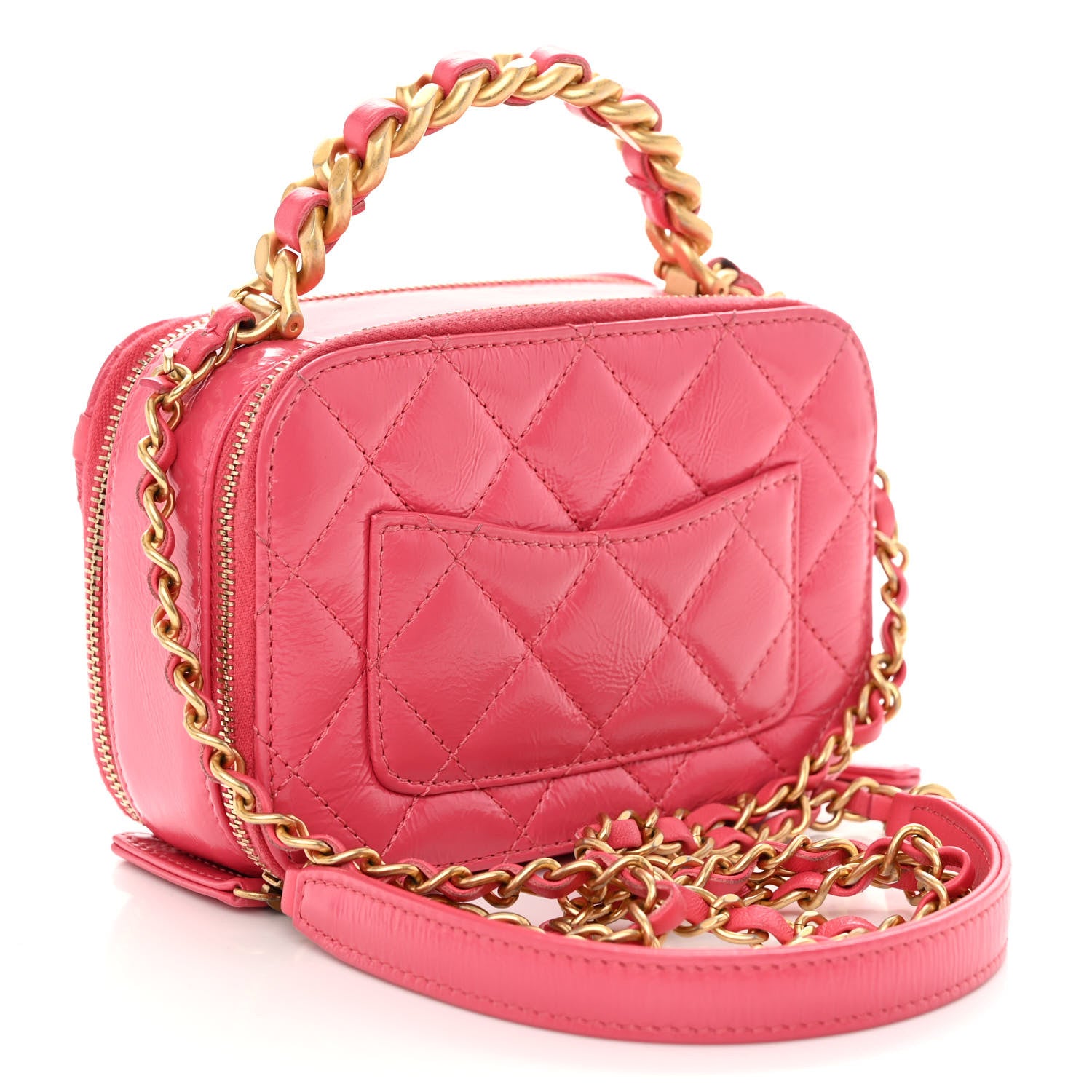 Chanel Glazed Aged Calfskin Quilted Small Top Handle Vanity Case Dark Pink 3 of 11
