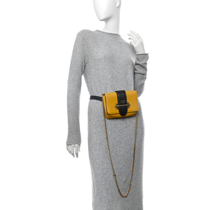 Prada Saffiano City Calf Cahier Belt Bag Soleil Black 2 of 12