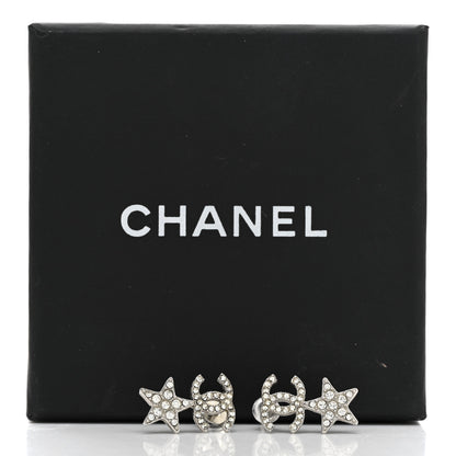 Chanel Crystal CC Starfall Drop Earrings Silver 5 of 5