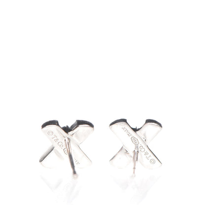Tiffany 18K White Gold Diamond Paloma Picasso X Kiss Earrings 3 of 9