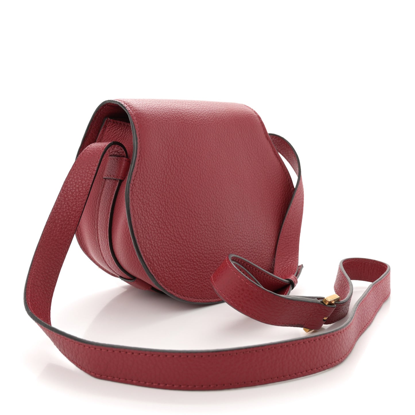 Grained Calfskin Small Marcie Saddle Bag Red
