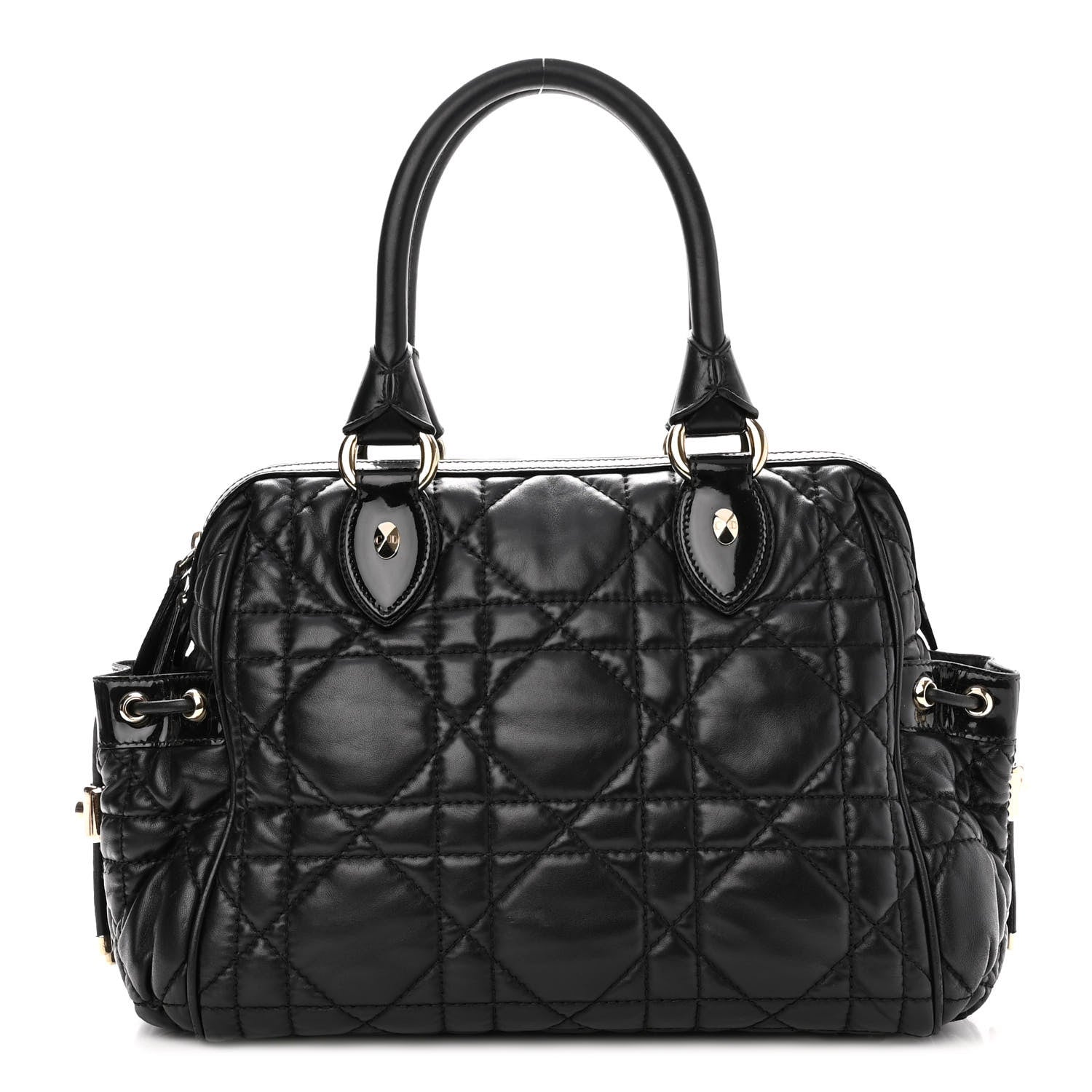 Christian Dior Lambskin Cannage 2 Dior Zip Top Satchel Black 1 of 10