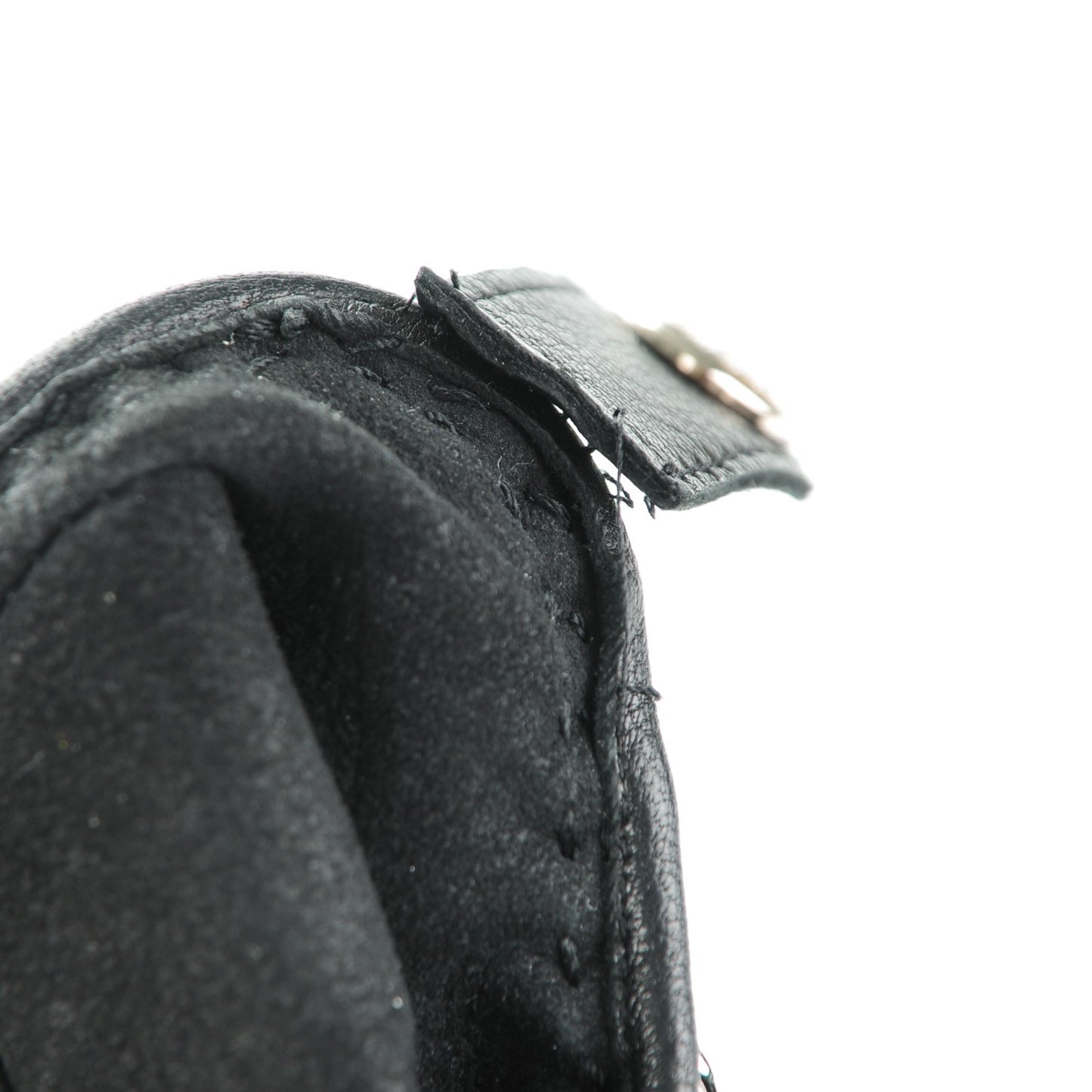 Lambskin Perforated Fingerless Chain CC Gloves 7.5 Black