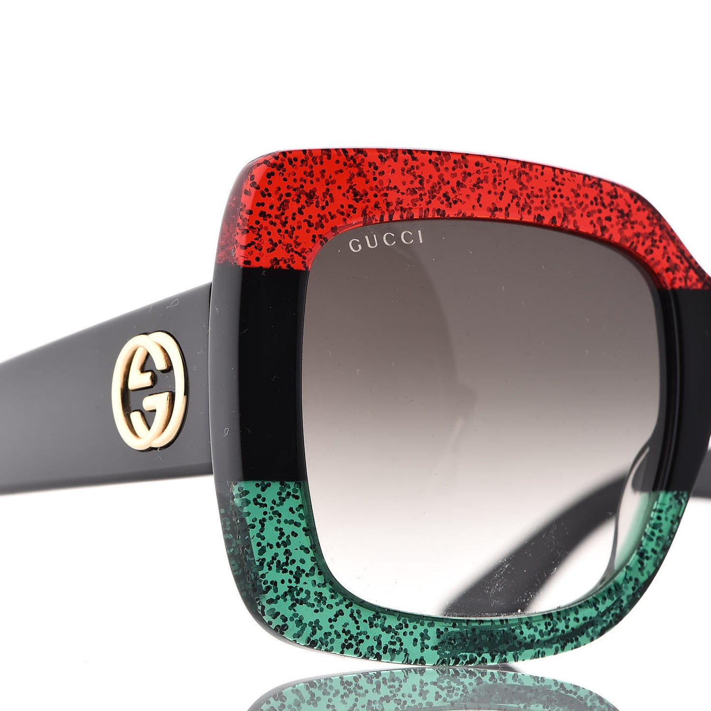 Square Frame GG0083S Sunglasses Glitter Red Black Green
