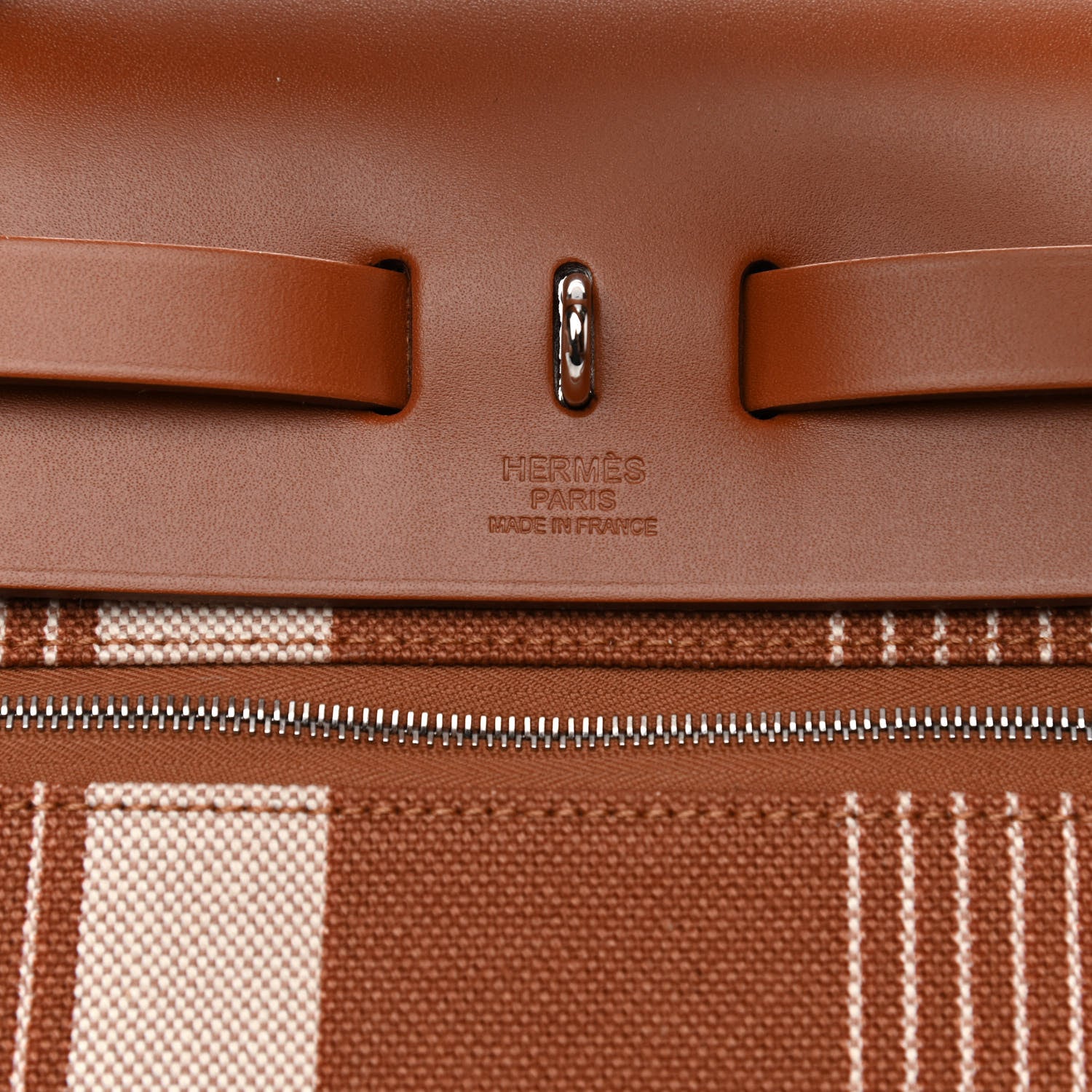 Hermes Vache Hunter Toile H Vibration Herbag Zip Retourne 31 PM Fauve Ecru Beige 7 of 10