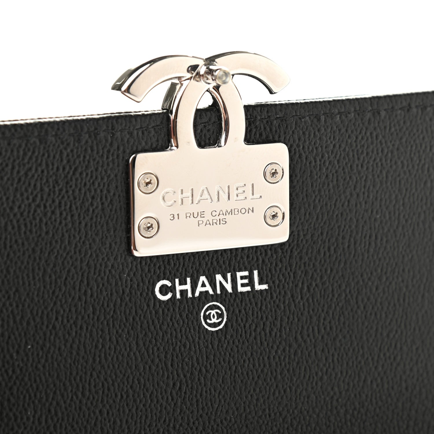 Chanel Grained Calfskin Quilted CC Box Flap Wallet Black 6 of 8