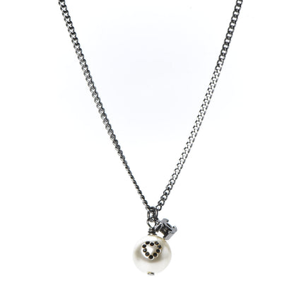 Chanel Ruthenium Pearl Crystal CC Drop Necklace 1 of 5