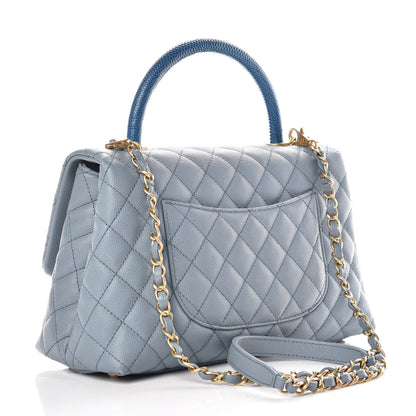 Chanel Caviar Lizard Quilted Small Coco Handle Flap Blue 3 of 10