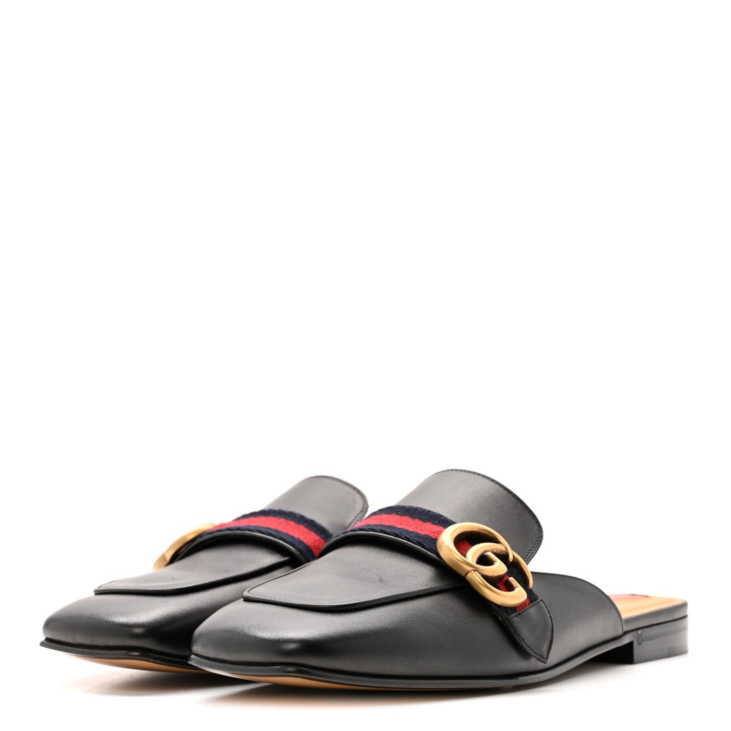 Betis Glamour Calfskin Web Womens Peyton GG Slippers 39.5 Black