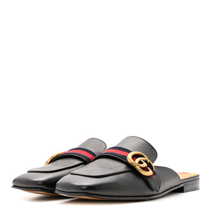 Gucci Betis Glamour Calfskin Web Womens Peyton GG Slippers 39.5 Black 4 of 12