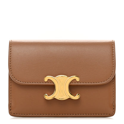 Celine Shiny Calfskin Triomphe Flap Card Holder Bronze 1 of 8