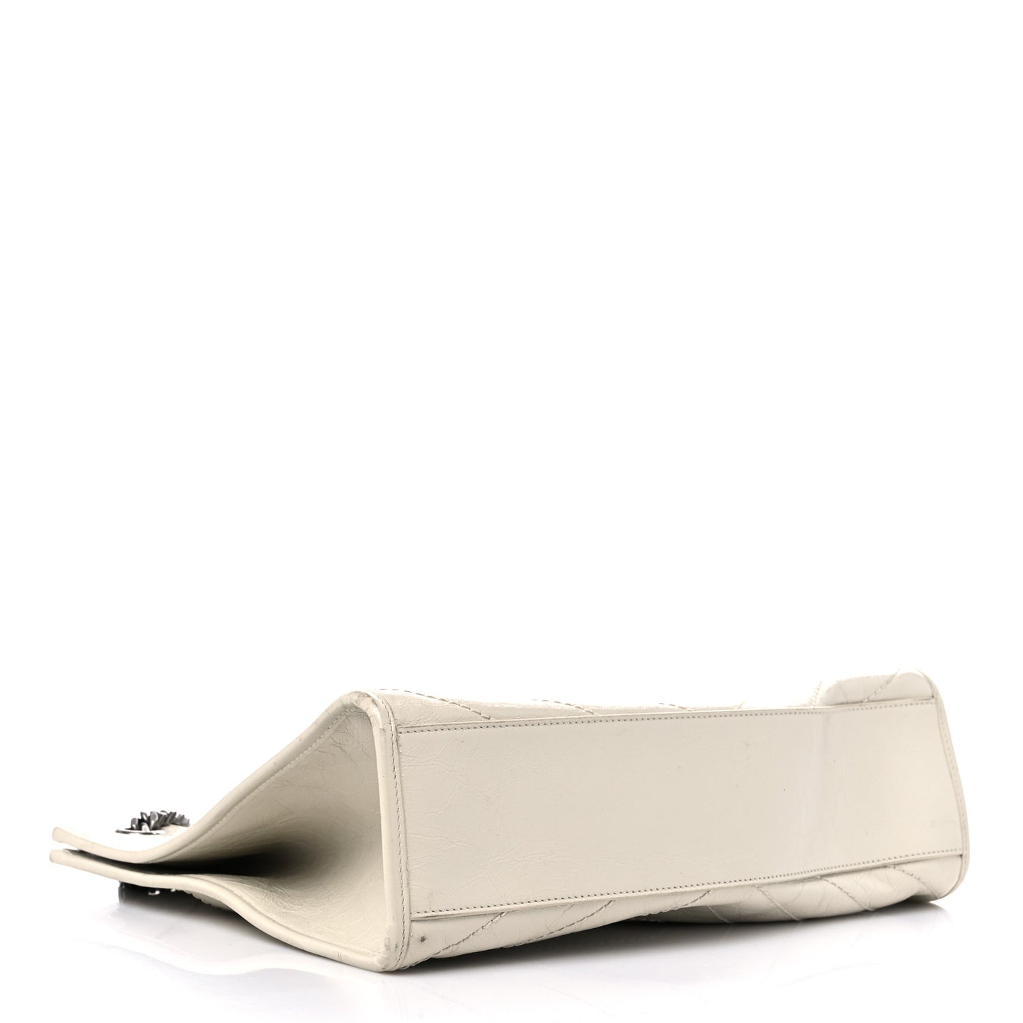 Crinkled Calfskin Matelasse Monogram Medium Niki Shopper Tote Crema Soft