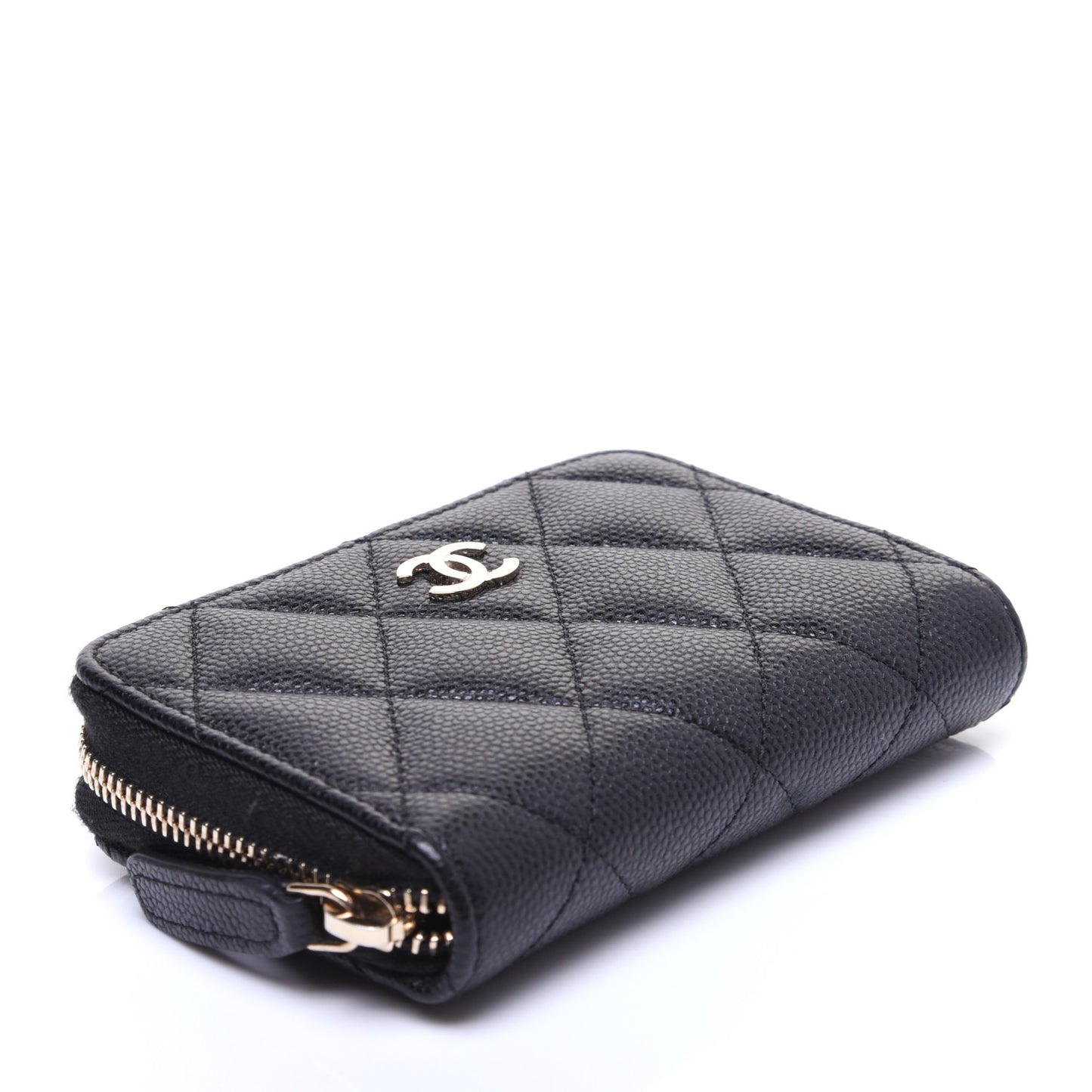 Caviar Quilted Zip Coin Purse Black