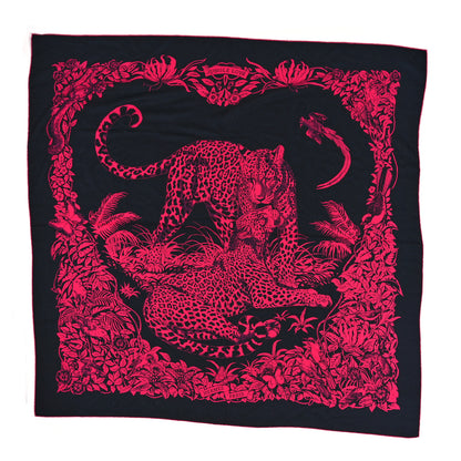 Hermes Cashmere Silk Jungle Love Tattoo Shawl 140 Bleu Noir Rose Vif 2 of 8
