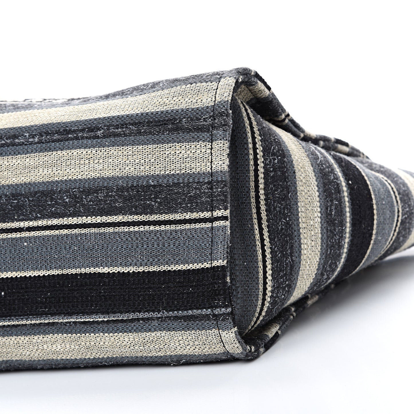 Striped Canvas Medium Deauville Tote Black
