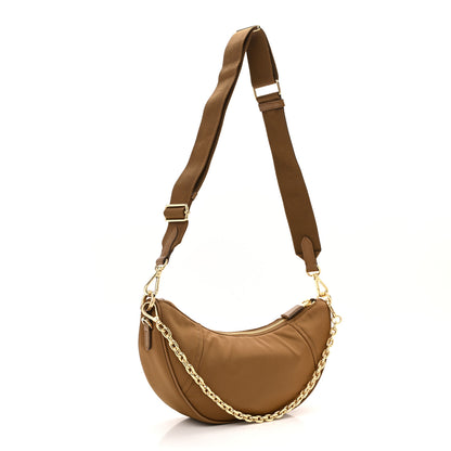 Prada Re-Nylon Saffiano Demi-lune Shoulder Bag Brown 3 of 9