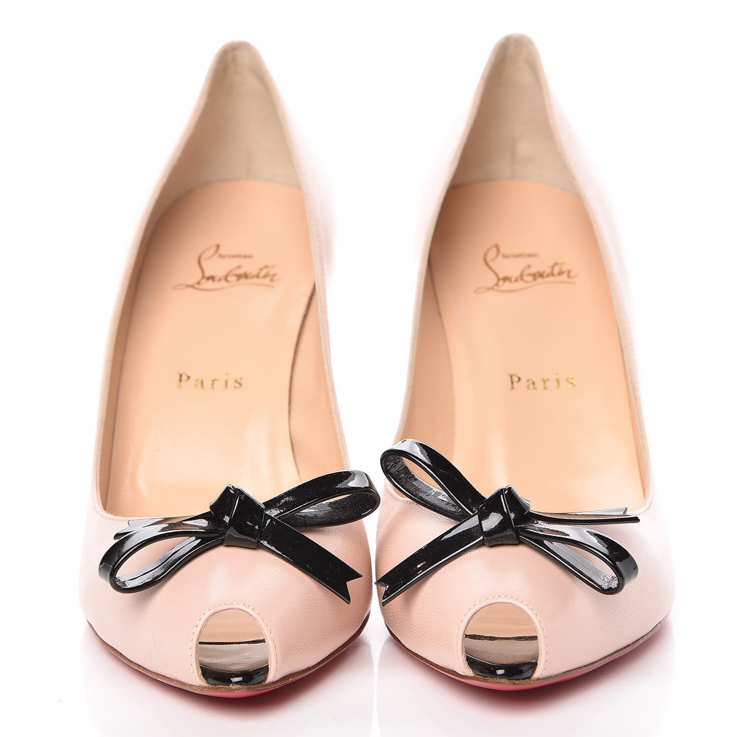 Calfskin Bow 80 Peep Toe Pumps 39.5 Nude